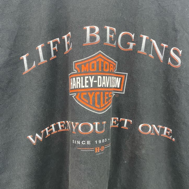 00s　HARLEY DAVIDSON　ハーレーダビッドソン　半袖プリントTシャツ　黒　ブラック　2XLサイズ