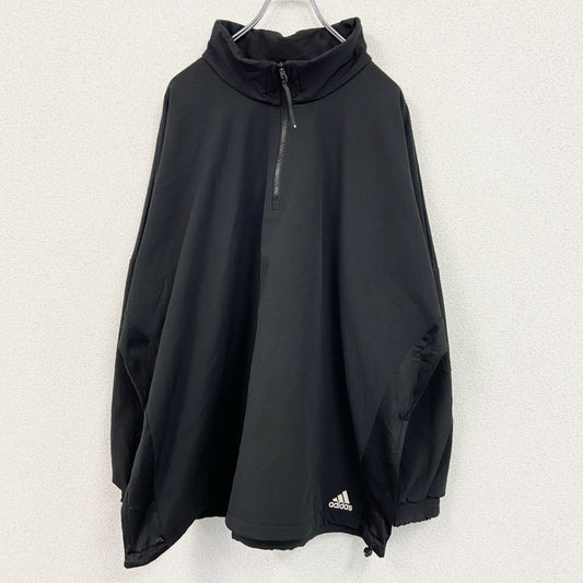 古着 used　adidas　アディダス　ハーフジップナイロンジャケット　黒　ブラック　2XLサイズ