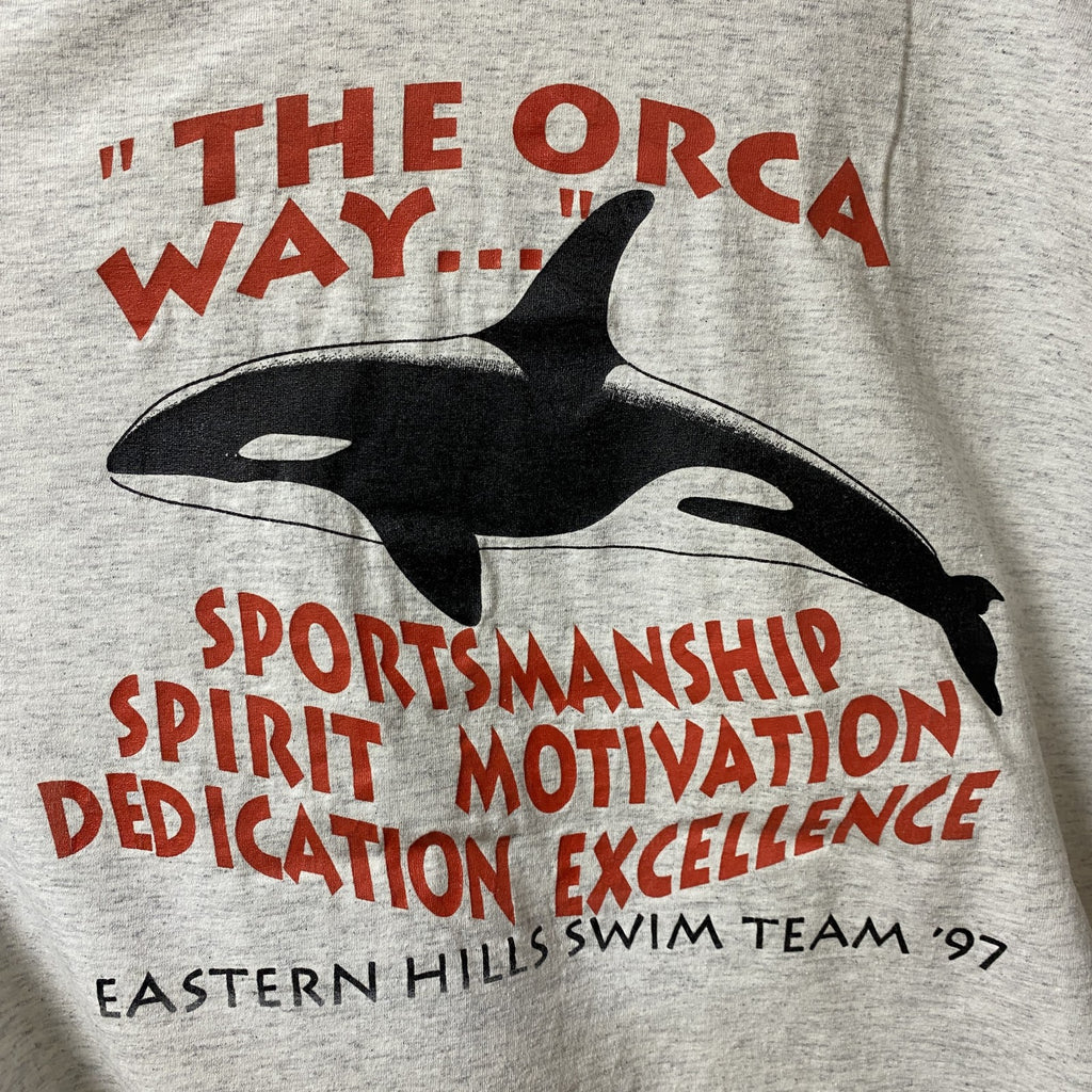古着 used　ONEITA　シャチ　鯱　半袖アニマルプリントTシャツ　ワンポイント　バックプリント　白　ホワイト　オーバーサイズ