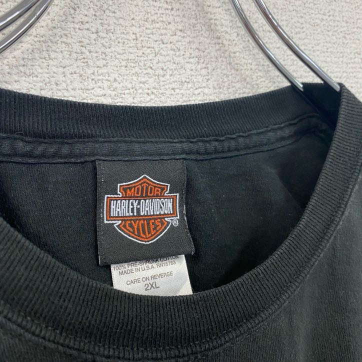 00s　HARLEY DAVIDSON　ハーレーダビッドソン　半袖プリントTシャツ　黒　ブラック　2XLサイズ