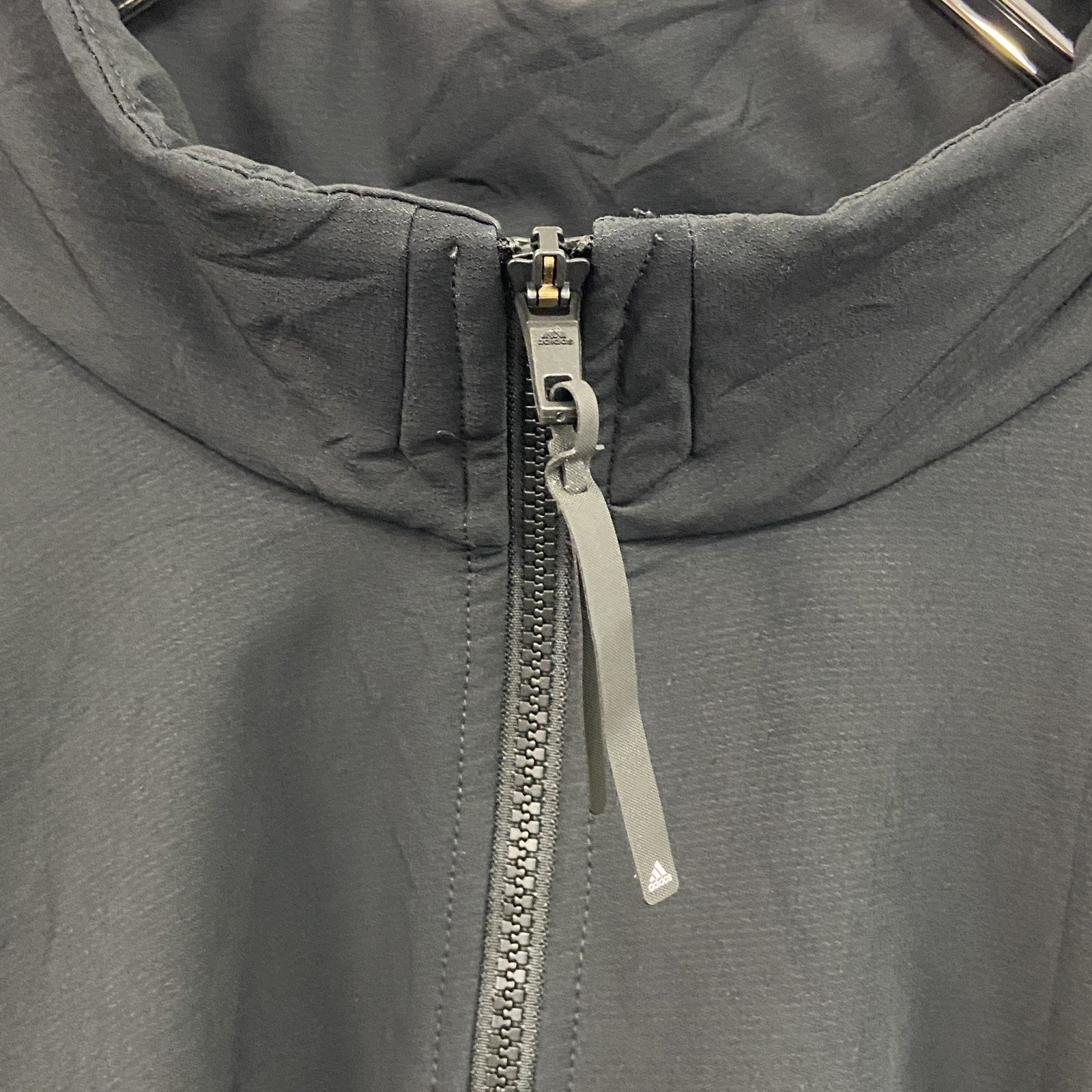 古着 used　adidas　アディダス　ハーフジップナイロンジャケット　黒　ブラック　2XLサイズ