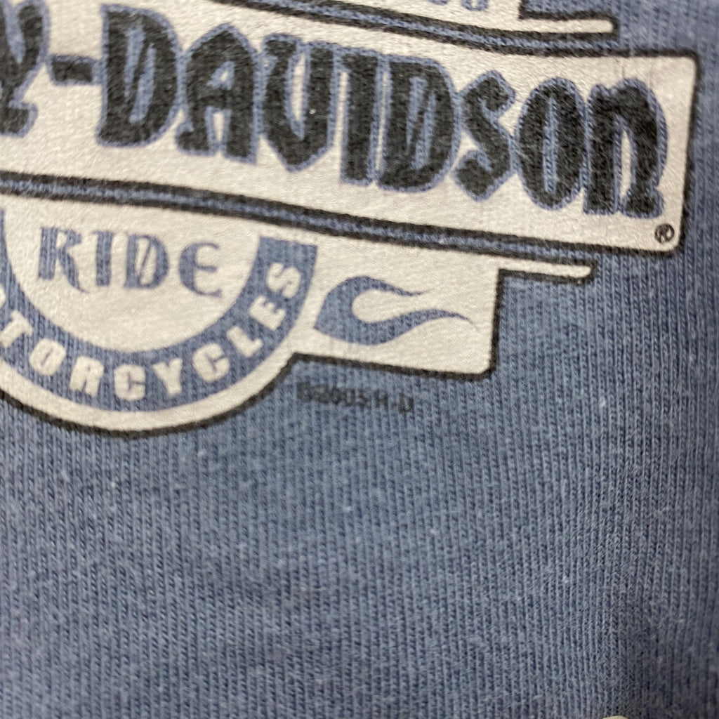 00s　HARLEY DAVIDSON　ハーレーダビッドソン　長袖両面プリントTシャツ　青　ブルー　XLサイズ