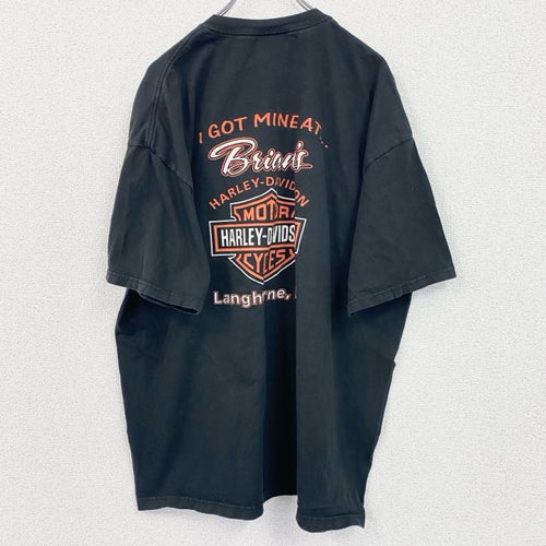00s　HARLEY DAVIDSON　ハーレーダビッドソン　半袖プリントTシャツ　黒　ブラック　2XLサイズ