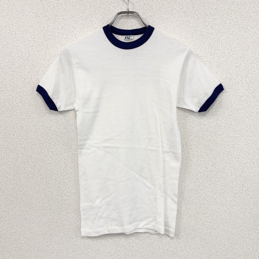80s　KM　ユーロミリタリー　半袖Tシャツ　リンガーT　ヴィンテージ　白　ホワイト