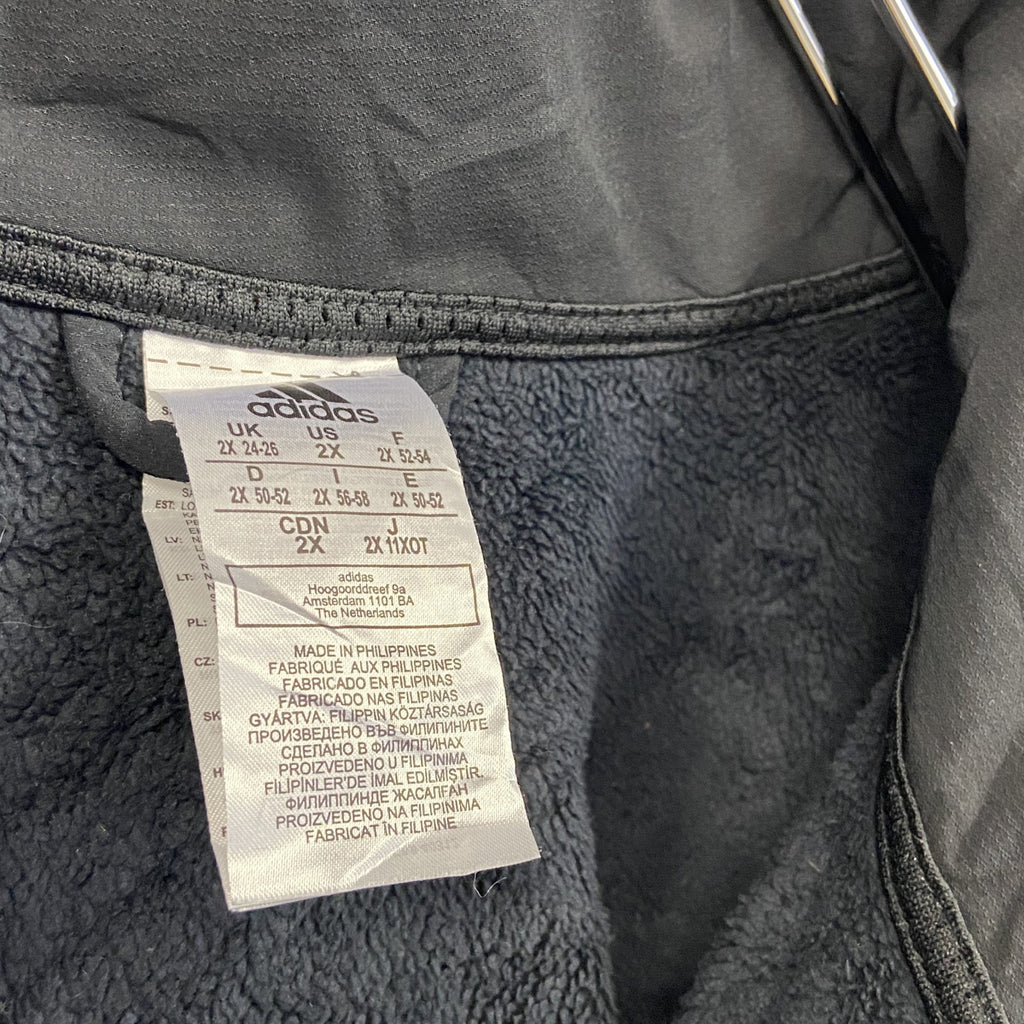 古着 used　adidas　アディダス　ハーフジップナイロンジャケット　黒　ブラック　2XLサイズ