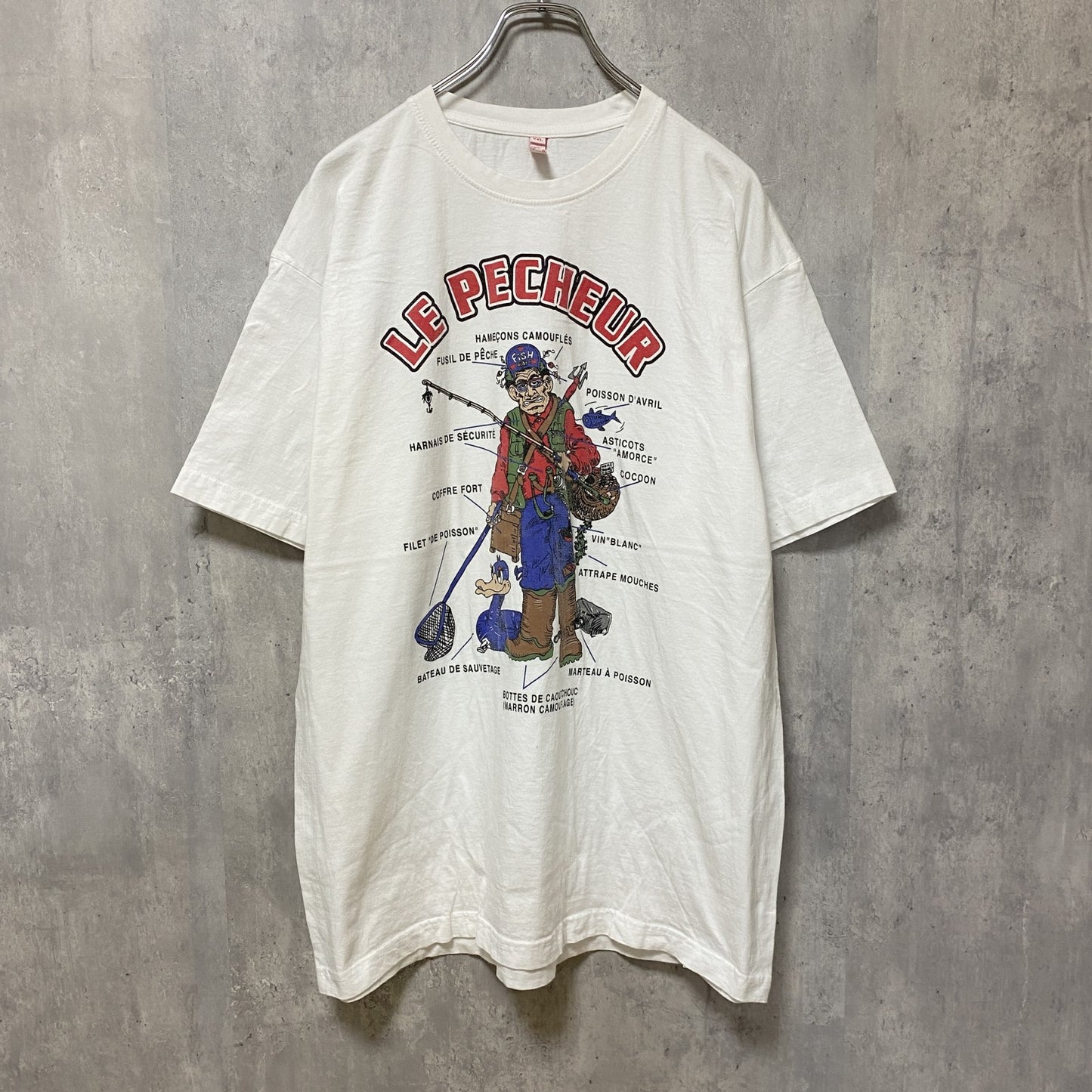 古着 used　半袖プリントTシャツ　白　ホワイト　デザイン　クルーネック　春夏服　ビッグシルエット　オーバーサイズ　XXLサイズ