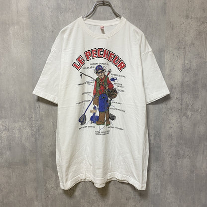 古着 used　半袖プリントTシャツ　白　ホワイト　デザイン　クルーネック　春夏服　ビッグシルエット　オーバーサイズ　XXLサイズ