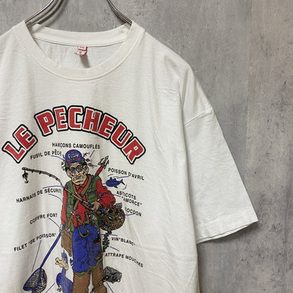 古着 used　半袖プリントTシャツ　白　ホワイト　デザイン　クルーネック　春夏服　ビッグシルエット　オーバーサイズ　XXLサイズ