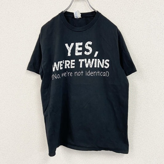 PORT&COMPANY　半袖プリントTシャツ　メッセージT　3連プリント　黒　ブラック　Mサイズ