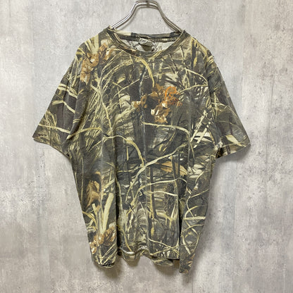 古着 used　半袖迷彩柄Tシャツ　カモ柄　レトロ　デザイン　個性的　クルーネック　ビッグシルエット　オーバーサイズ　XLサイズ