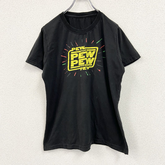 半袖プリントTシャツ　パロディT　英字プリント　花火　黒　ブラック