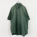 RALPH LAUREN　ラルフローレン　半袖ボタンダウンシャツ　刺繡ロゴ　緑　グリーン　Lサイズ