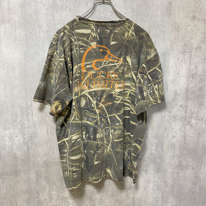 古着 used　半袖迷彩柄Tシャツ　カモ柄　レトロ　デザイン　個性的　クルーネック　ビッグシルエット　オーバーサイズ　XLサイズ