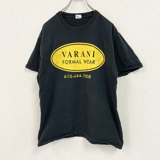 PORT&COMPANY　半袖プリントTシャツ　3連プリント　両面プリント　黒　ブラック　Lサイズ
