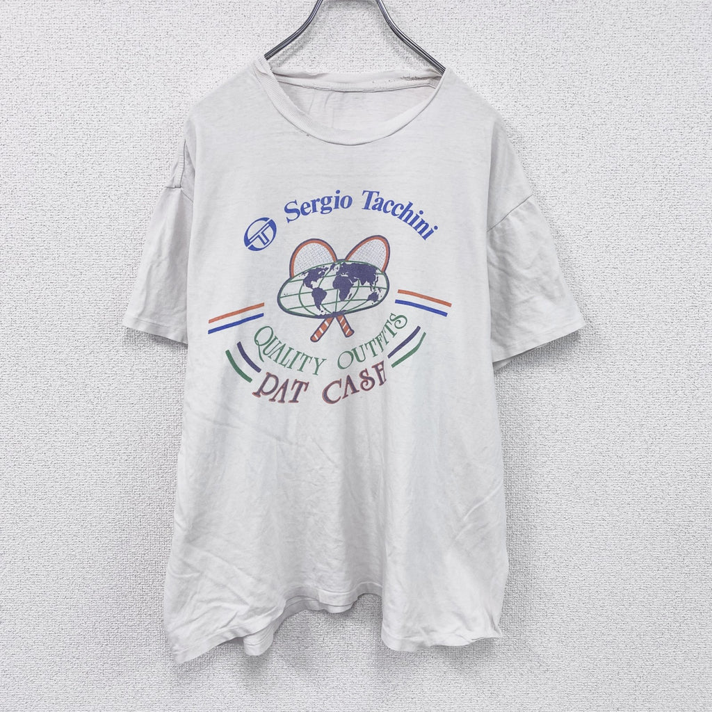 ～90s　Sergio Tacchini　セルジオ・タッキーニ　半袖プリントTシャツ　シングルステッチ　ホワイト