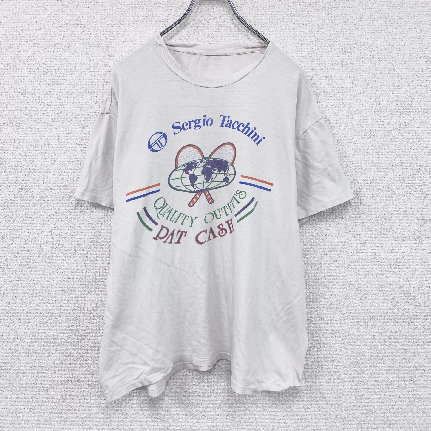 ～90s　Sergio Tacchini　セルジオ・タッキーニ　半袖プリントTシャツ　シングルステッチ　ホワイト