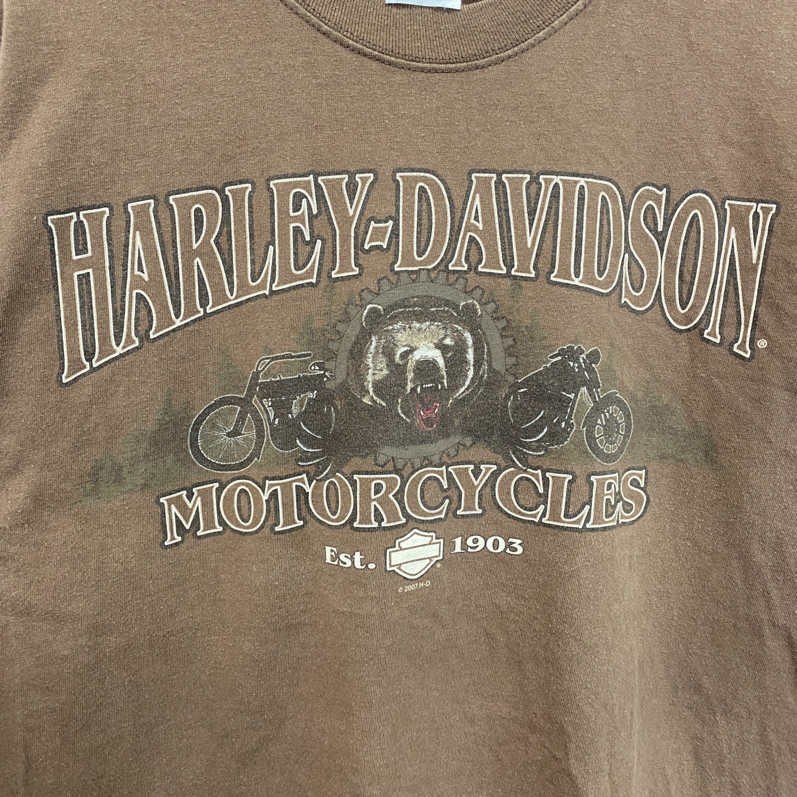 00s　HARLEY DAVIDSON　ハーレーダビッドソン　半袖Tシャツ　ヴィンテージ　茶色　ブラウン　Mサイズ