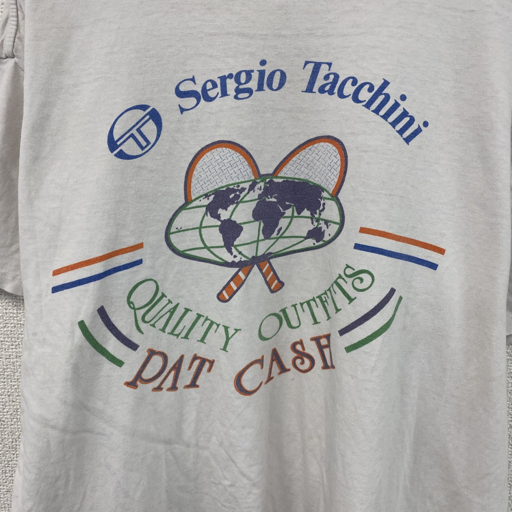 ～90s　Sergio Tacchini　セルジオ・タッキーニ　半袖プリントTシャツ　シングルステッチ　ホワイト