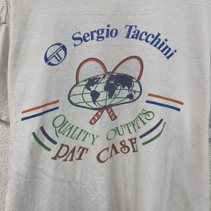 ～90s　Sergio Tacchini　セルジオ・タッキーニ　半袖プリントTシャツ　シングルステッチ　ホワイト