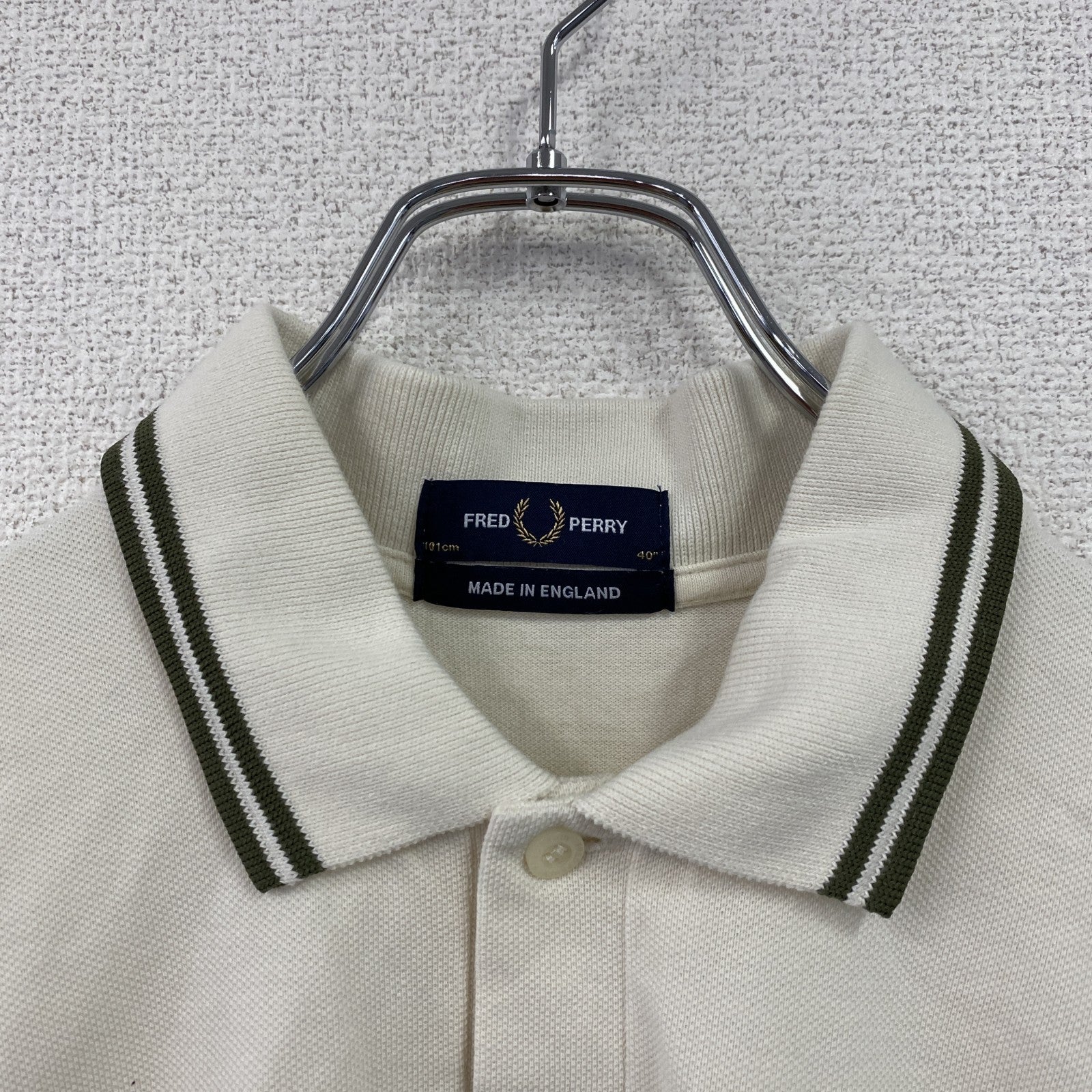 FRED PERRY　フレッドペリー　半袖ポロシャツ　刺繡ロゴ　ベージュ　40サイズ