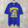 古着 used　バスケ　半袖プリントTシャツ　バックプリント　青　ブルー　レトロ　デザイン　個性的　クルーネック　オーバーサイズ
