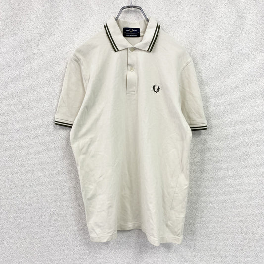 FRED PERRY　フレッドペリー　半袖ポロシャツ　刺繡ロゴ　ベージュ　40サイズ