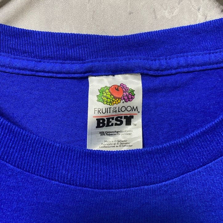 古着 used　バスケ　半袖プリントTシャツ　バックプリント　青　ブルー　レトロ　デザイン　個性的　クルーネック　オーバーサイズ