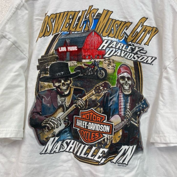 HARLEY DAVIDSON　ハーレーダビッドソン　半袖プリントTシャツ　白　ホワイト　XLサイズ