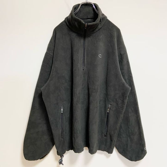 古着 used　Champion　長袖ハーフジップフリースジャケット　ポイント刺繍　ダークグレー　ビッグシルエット　XLサイズ