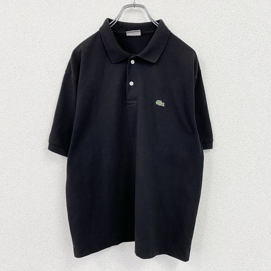 80s～　LACOSTE　ラコステ　半袖ポロシャツ　刺繍ロゴ　ヴィンテージ　黒　ブラック　8サイズ