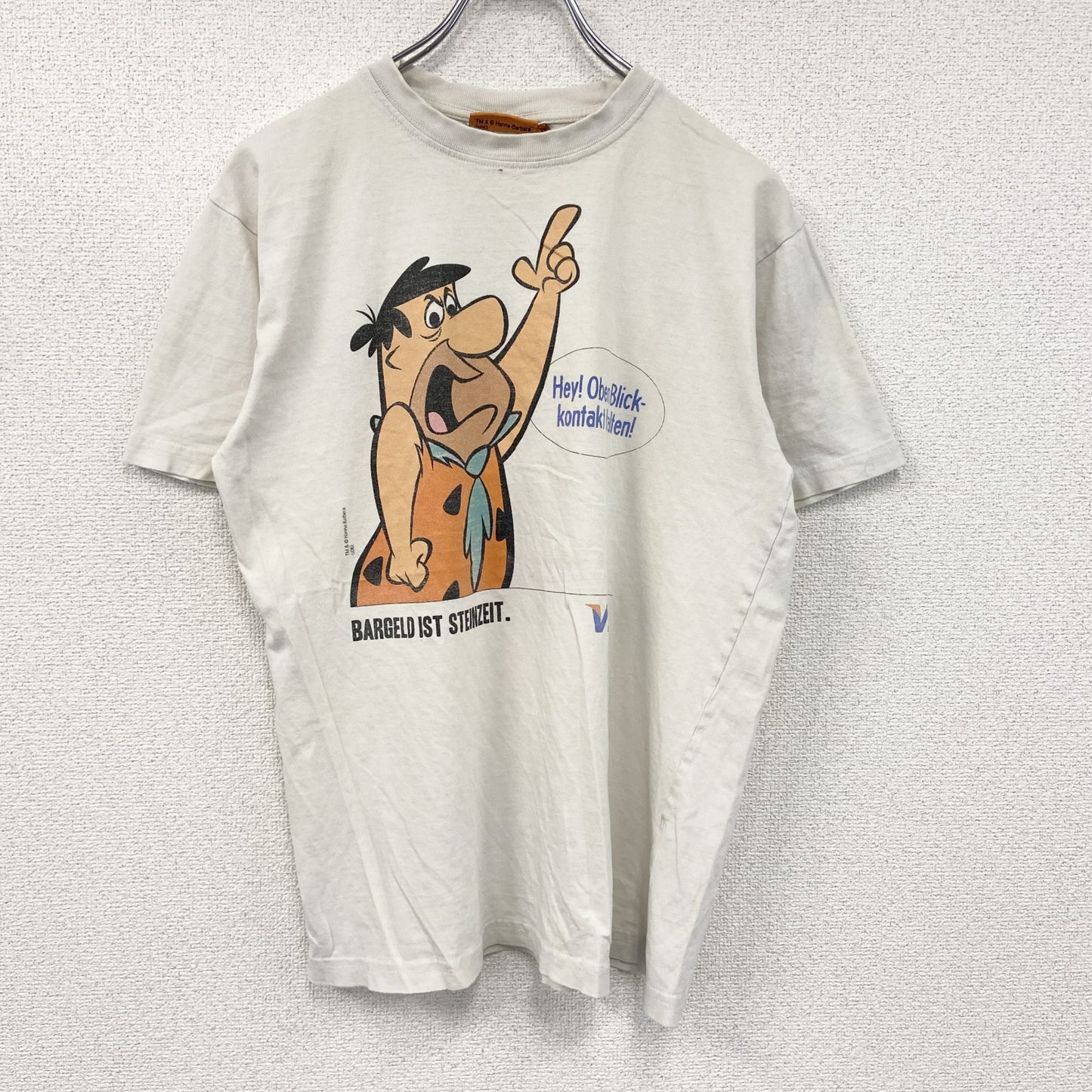 00s　Flintstones　原始家族フリントストーン　VISA　半袖Tシャツ　アニメT　キャラクターT　企業ロゴ　ホワイト　Mサイズ