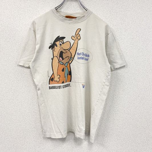 00s　Flintstones　原始家族フリントストーン　VISA　半袖Tシャツ　アニメT　キャラクターT　企業ロゴ　ホワイト　Mサイズ
