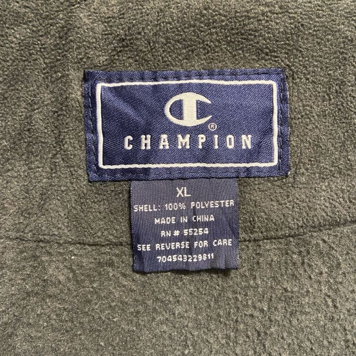 古着 used　Champion　長袖ハーフジップフリースジャケット　ポイント刺繍　ダークグレー　ビッグシルエット　XLサイズ