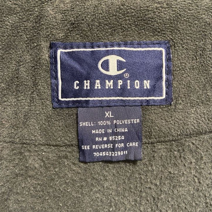 古着 used　Champion　長袖ハーフジップフリースジャケット　ポイント刺繍　ダークグレー　ビッグシルエット　XLサイズ
