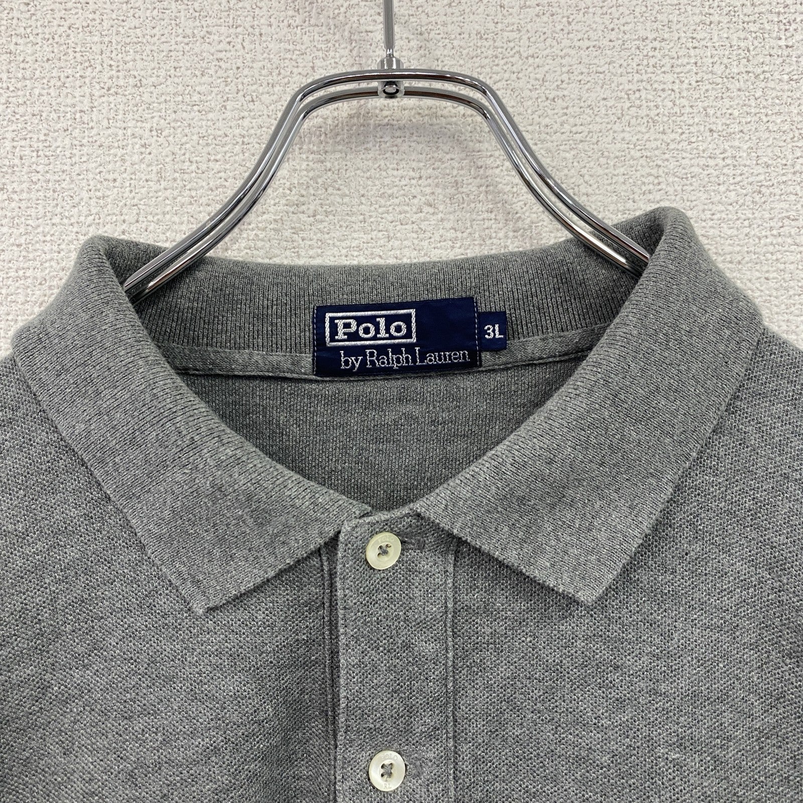 Polo by Ralph Lauren　ポロバイラルフローレン　長袖ポロシャツ　刺繍ロゴ　灰色　グレー　3Lサイズ