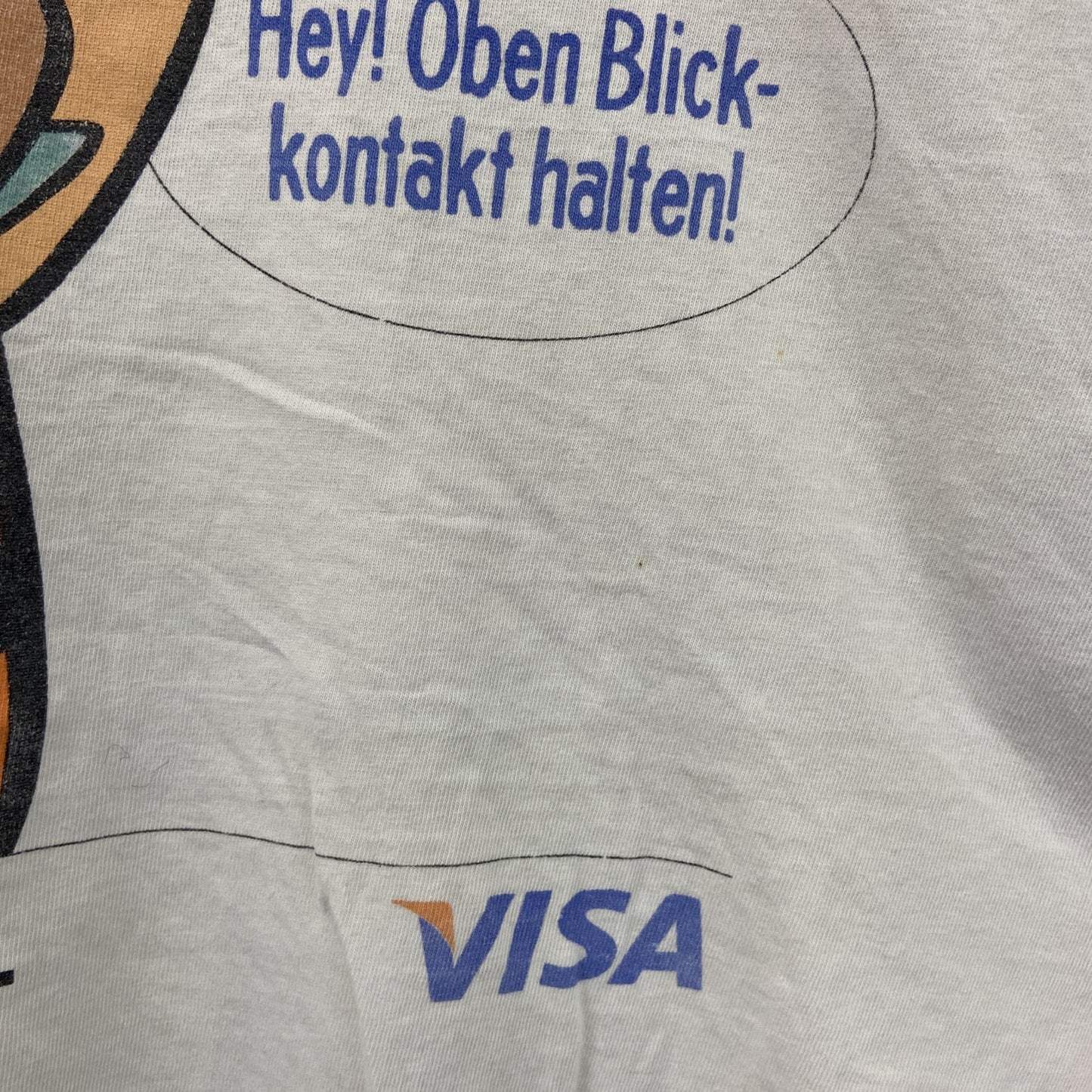 00s　Flintstones　原始家族フリントストーン　VISA　半袖Tシャツ　アニメT　キャラクターT　企業ロゴ　ホワイト　Mサイズ