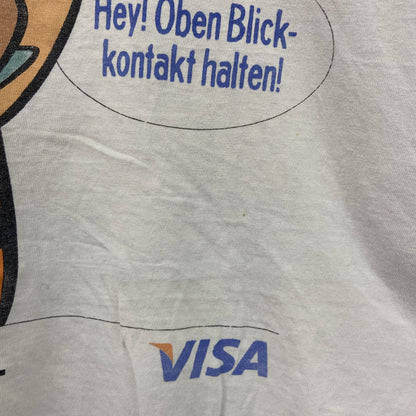 00s　Flintstones　原始家族フリントストーン　VISA　半袖Tシャツ　アニメT　キャラクターT　企業ロゴ　ホワイト　Mサイズ