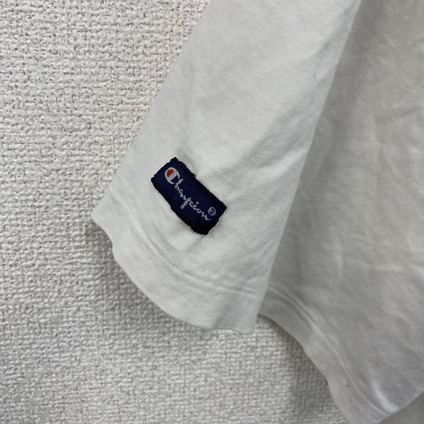 80s～　Champion　チャンピオン　半袖プリントTシャツ　トリコタグ　ユーロ　白　ホワイト　Mサイズ
