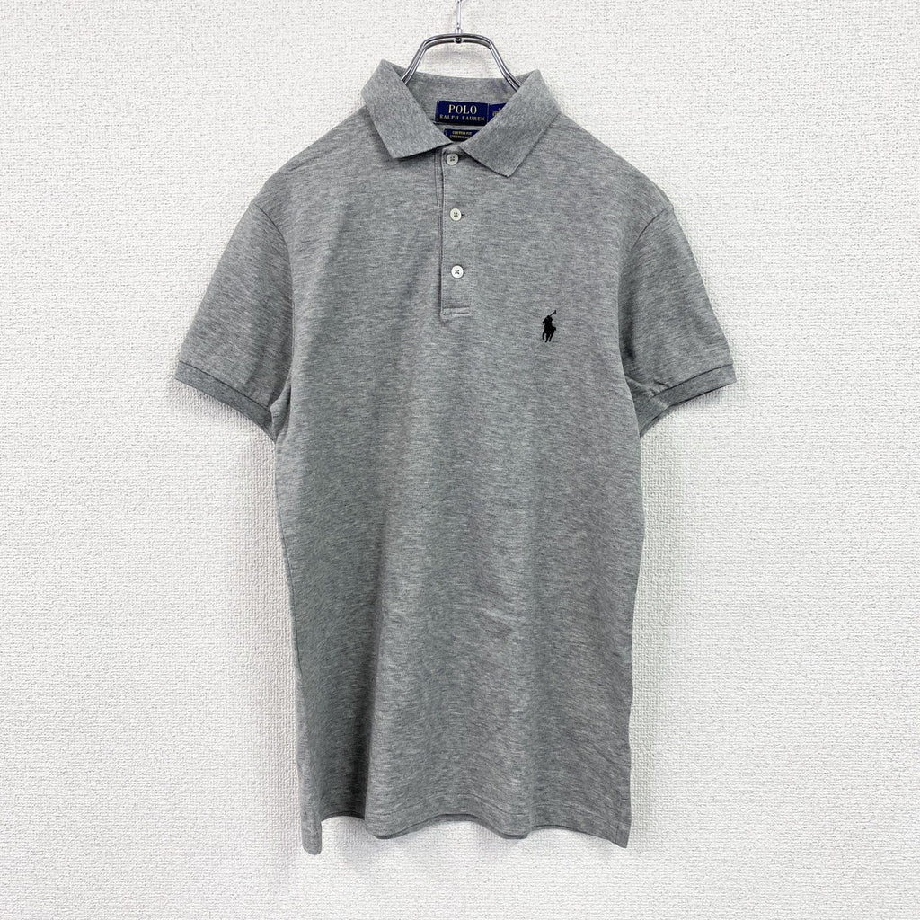 POLO RALPH LAUREN　ポロラルフローレン　半袖ポロシャツ　刺繍ロゴ　灰色　グレー　Sサイズ