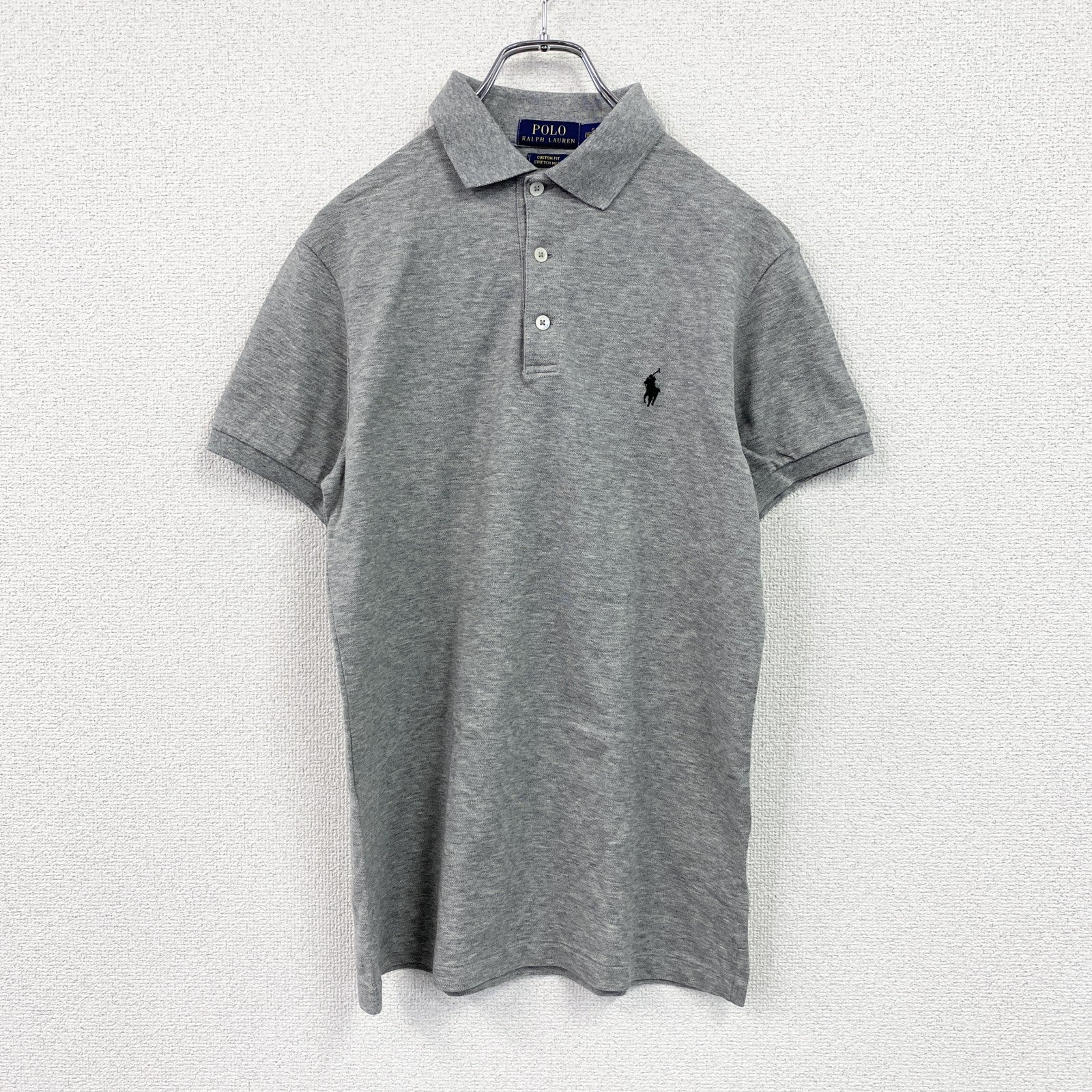 POLO RALPH LAUREN　ポロラルフローレン　半袖ポロシャツ　刺繍ロゴ　灰色　グレー　Sサイズ