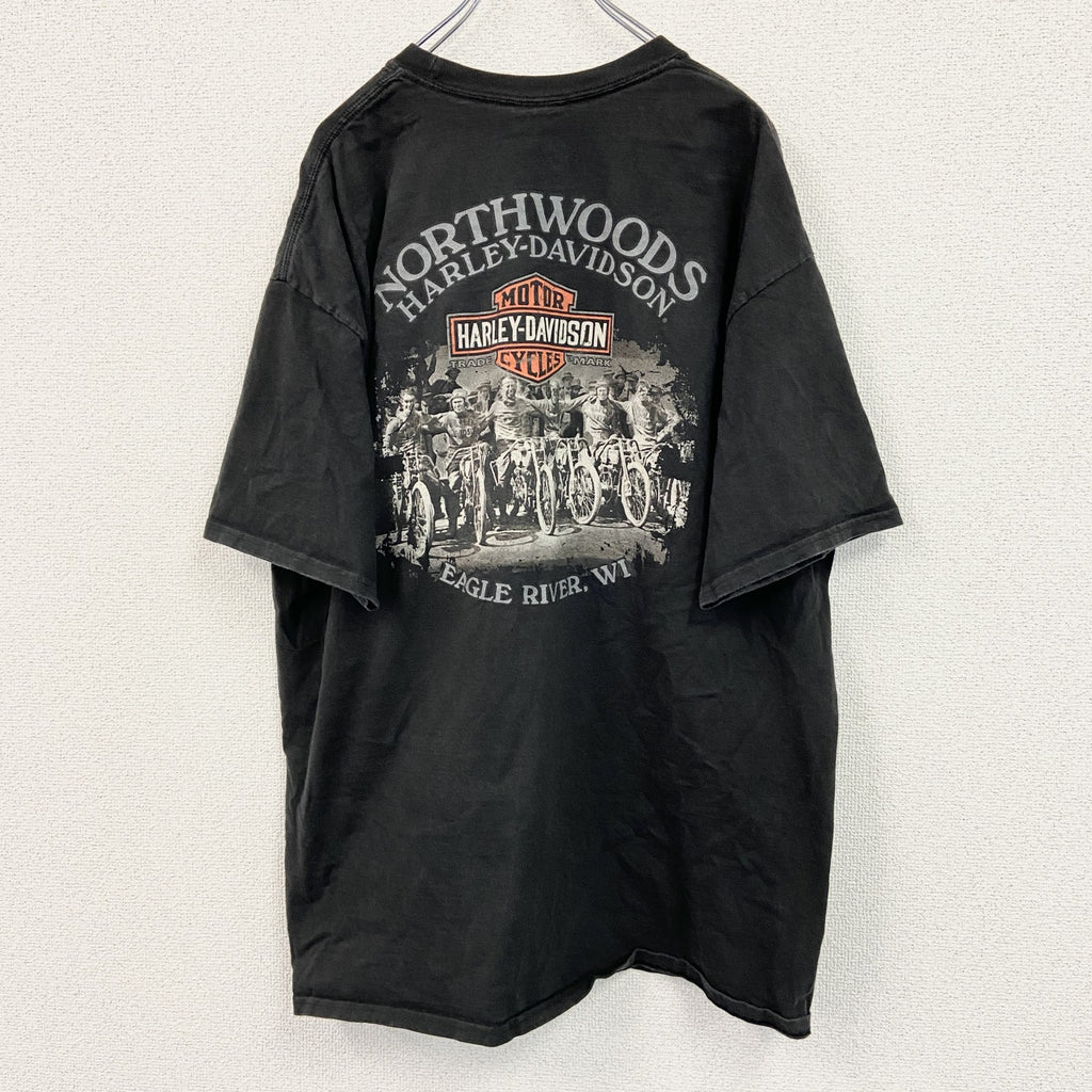 古着 used　HARLEY DAVIDSON　ハーレーダビッドソン　半袖プリントTシャツ　黒　ブラック　2XLサイズ