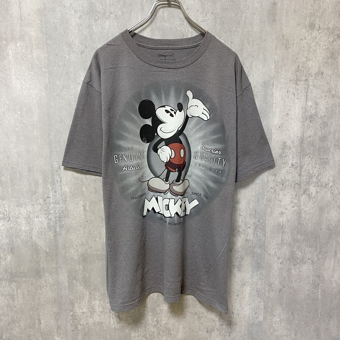 古着 used　Disney　ディズニー　Mickey Mouse　ミッキー　半袖オフィシャルプリントTシャツ　グレー　Lサイズ