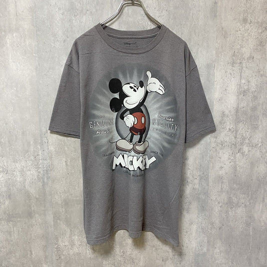 古着 used　Disney　ディズニー　Mickey Mouse　ミッキー　半袖オフィシャルプリントTシャツ　グレー　Lサイズ