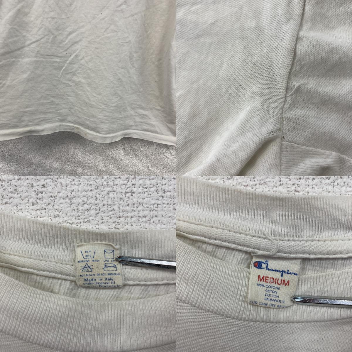 80s～　Champion　チャンピオン　半袖プリントTシャツ　トリコタグ　ユーロ　白　ホワイト　Mサイズ