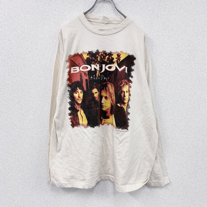 90s　BON JOVI　ボンジョビ　長袖プリントTシャツ/ロンT　ツアーT　バンドT　ホワイト　XLサイズ