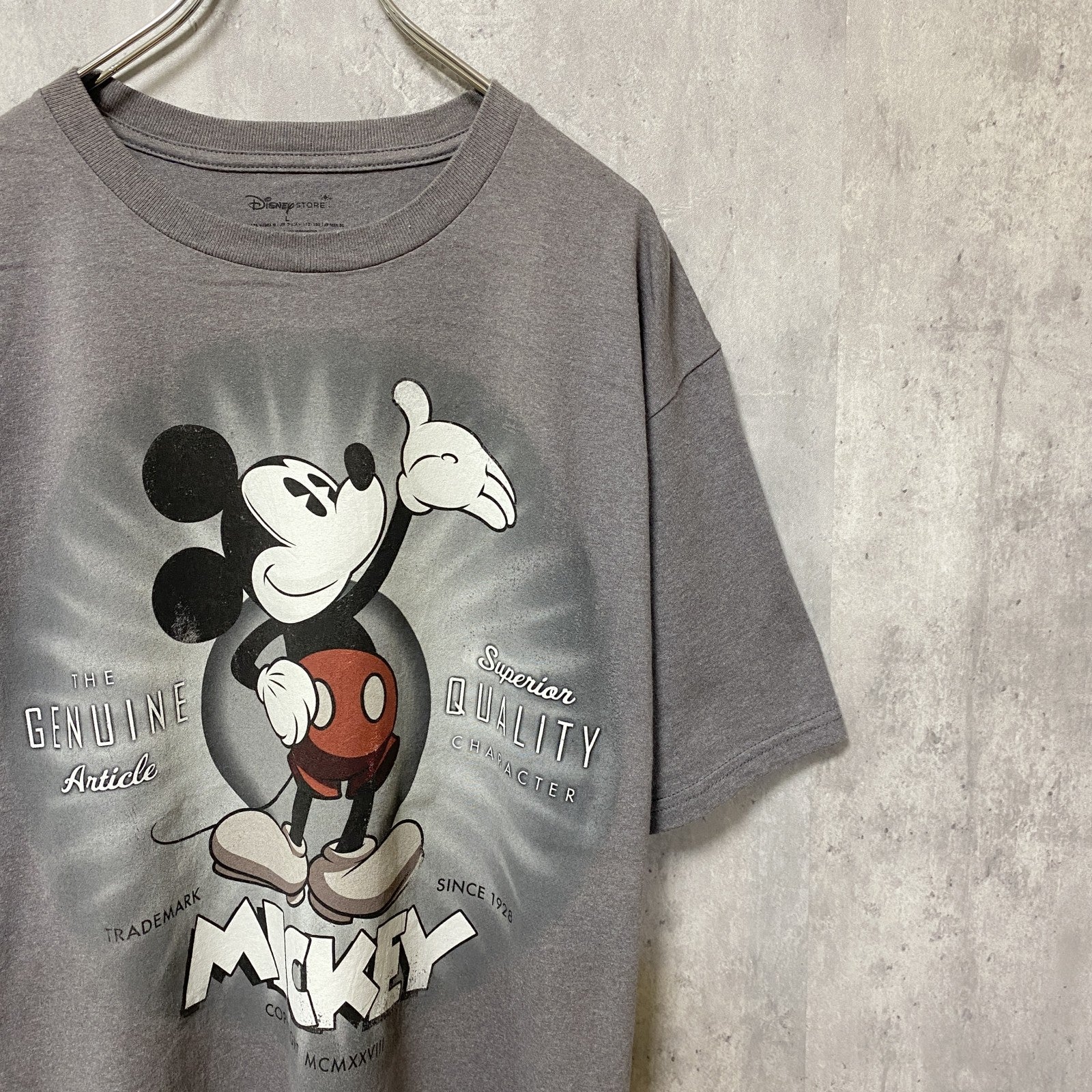 古着 used　Disney　ディズニー　Mickey Mouse　ミッキー　半袖オフィシャルプリントTシャツ　グレー　Lサイズ