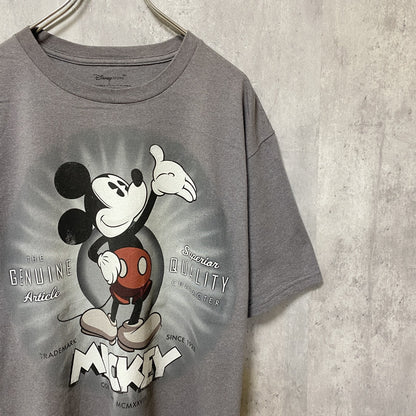 古着 used　Disney　ディズニー　Mickey Mouse　ミッキー　半袖オフィシャルプリントTシャツ　グレー　Lサイズ