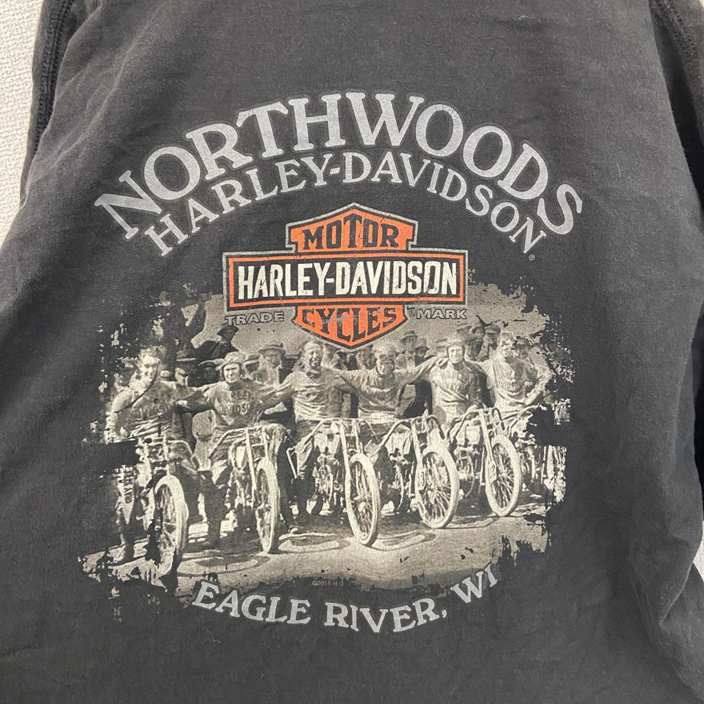 古着 used　HARLEY DAVIDSON　ハーレーダビッドソン　半袖プリントTシャツ　黒　ブラック　2XLサイズ