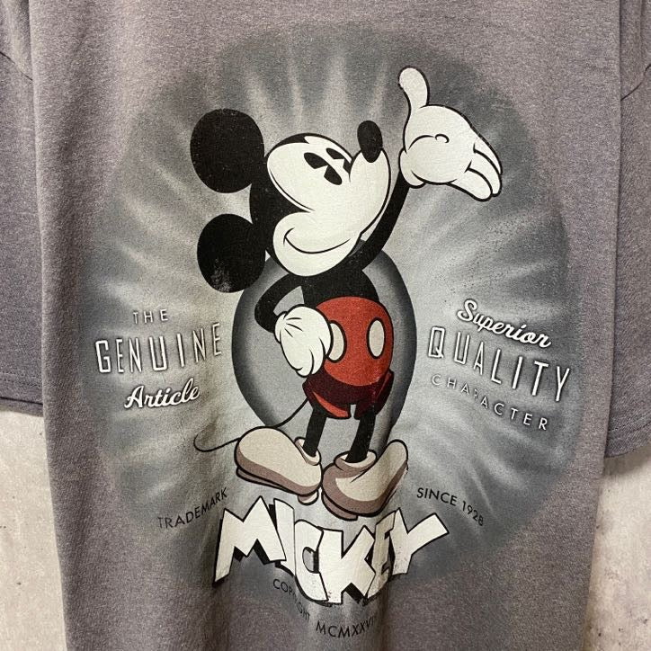 古着 used　Disney　ディズニー　Mickey Mouse　ミッキー　半袖オフィシャルプリントTシャツ　グレー　Lサイズ
