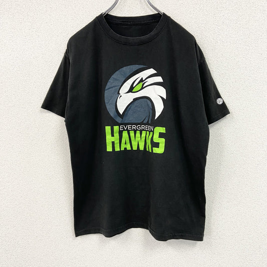 半袖スポーツプリントTシャツ　フットボール　EVER GREEN HAWKS　黒　ブラック